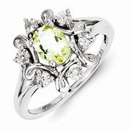 Sterling Silver Diamond & Lemon Quartz Ring
