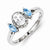Sterling Silver with White Topaz, Blue Topaz, Diamond Ring