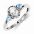 Sterling Silver with White Topaz, Blue Topaz, Diamond Ring