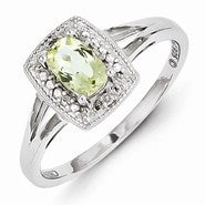 Sterling Silver Lemon Quartz Diamond Ring