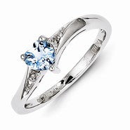 Sterling Silver Light Swiss Blue Topaz & Diamond Ring