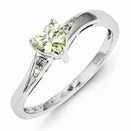 Sterling Silver Lemon Quartz Diamond Ring