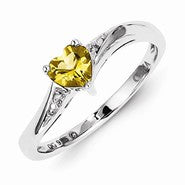 Sterling Silver Whiskey Quartz Diamond Ring