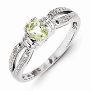 Sterling Silver Lemon Quartz Diamond Ring