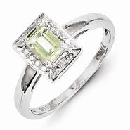 Sterling Silver Lemon Quartz Diamond Ring