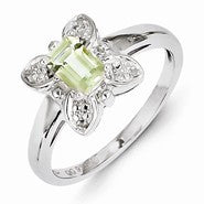 Sterling Silver Lemon Quartz Diamond Ring