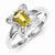 Sterling Silver Whiskey Quartz Diamond Ring