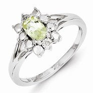 Sterling Silver Lemon Quartz Diamond Ring