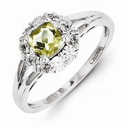 Sterling Silver Lemon Quartz Diamond Ring