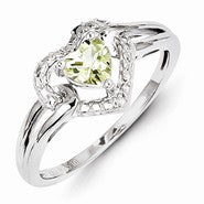 Sterling Silver Lemon Quartz Diamond Ring