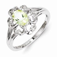 Sterling Silver Lemon Quartz Diamond Ring