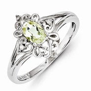 Sterling Silver Lemon Quartz Diamond Ring