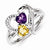 Sterling Silver Amethyst Citrine Diamond Ring