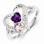 Sterling Silver Amethyst & Pink Quartz & Diamond Ring
