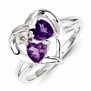 Sterling Silver Amethyst & Diamond Ring