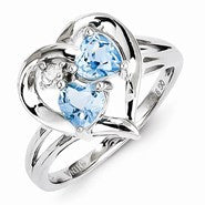 Sterling Silver Blue Topaz Diamond Ring