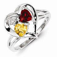 Sterling Silver Garnet Citrine Diamond Ring