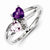 Sterling Silver Amethyst & Pink Quartz & Diamond Ring