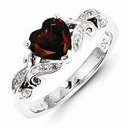 Sterling Silver Diamond and Garnet Ring