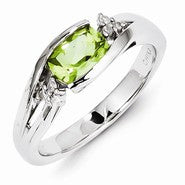 Sterling Silver Diamond and Peridot Ring