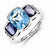 Sterling Silver Diamond and Swiss Blue Topaz, Iolite Ring
