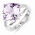 Sterling Silver Diamond and Rose De France Amethyst Ring