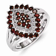 Sterling Silver Diamond and Brazilian Garnet Ring