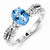 Sterling Silver w/Rhodium Plated Diamond Light Swiss Blue Topaz Oval Ring