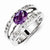Sterling Silver Diamond and Amethyst Side Cut-out Ring