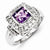 Sterling Silver Diamond and Amethyst Square Ring