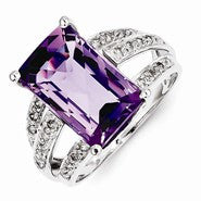 Sterling Silver Diamond and Amethyst Ring