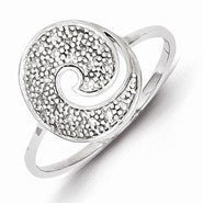 Sterling Silver Diamond Round Swirl Ring