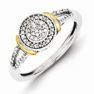 Sterling Silver & 14k Two Tone Diamond Ring