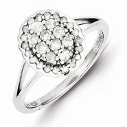 Sterling Silver Diamond Oval Ring