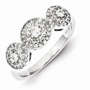 Sterling Silver Diamond Triple Circle Ring