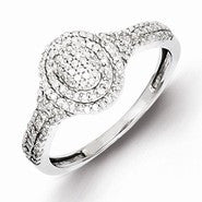 Sterling Silver Diamond Oval Ring