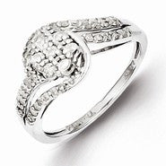 Sterling Silver Diamond Flower Ring