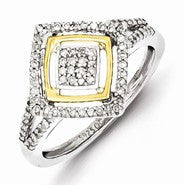 Sterling Silver & 14k Two Tone Diamond Ring