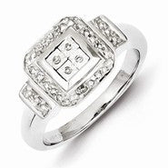Sterling Silver Diamond Square Ring