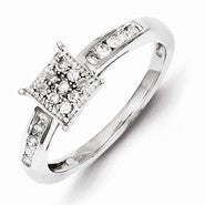 Sterling Silver Diamond Square Ring