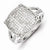 Sterling Silver Diamond Square Shaped Ring
