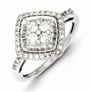 Sterling Silver Diamond Square Ring