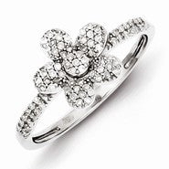 Sterling Silver Diamond Flower Ring