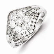 Sterling Silver Diamond Flower Ring