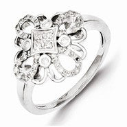 Sterling Silver w/Rhodium Plated Diamond Ring