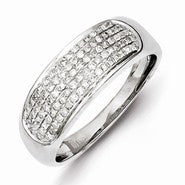 Sterling Silver Five Row Diamond Band Ring