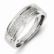 Sterling Silver Diamond Womens Wedding Band