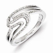 Sterling Silver w/Rhodium Plated Diamond Swirl Ring