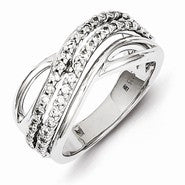 Sterling Silver Diamond Wavy Ring