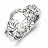 Sterling Silver & Diamond Chain Design Ring